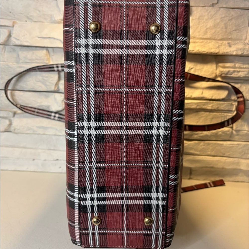 Plaid Red Women's Tote Bag - Picture 6 of 10